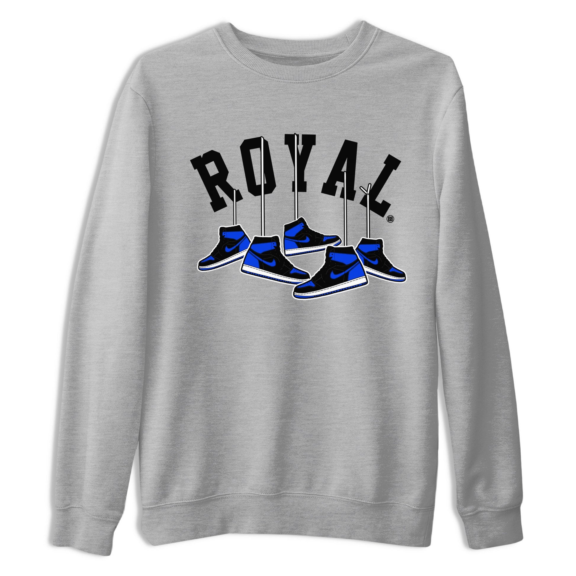 Air Jordan 1 Royal Reimagined shirt to match jordans Hanging Sneakers sneaker tees Air Jordan 1 High OG Royal Reimagined SNRT Sneaker Release Tees Unisex Heather Grey 2 T-Shirt