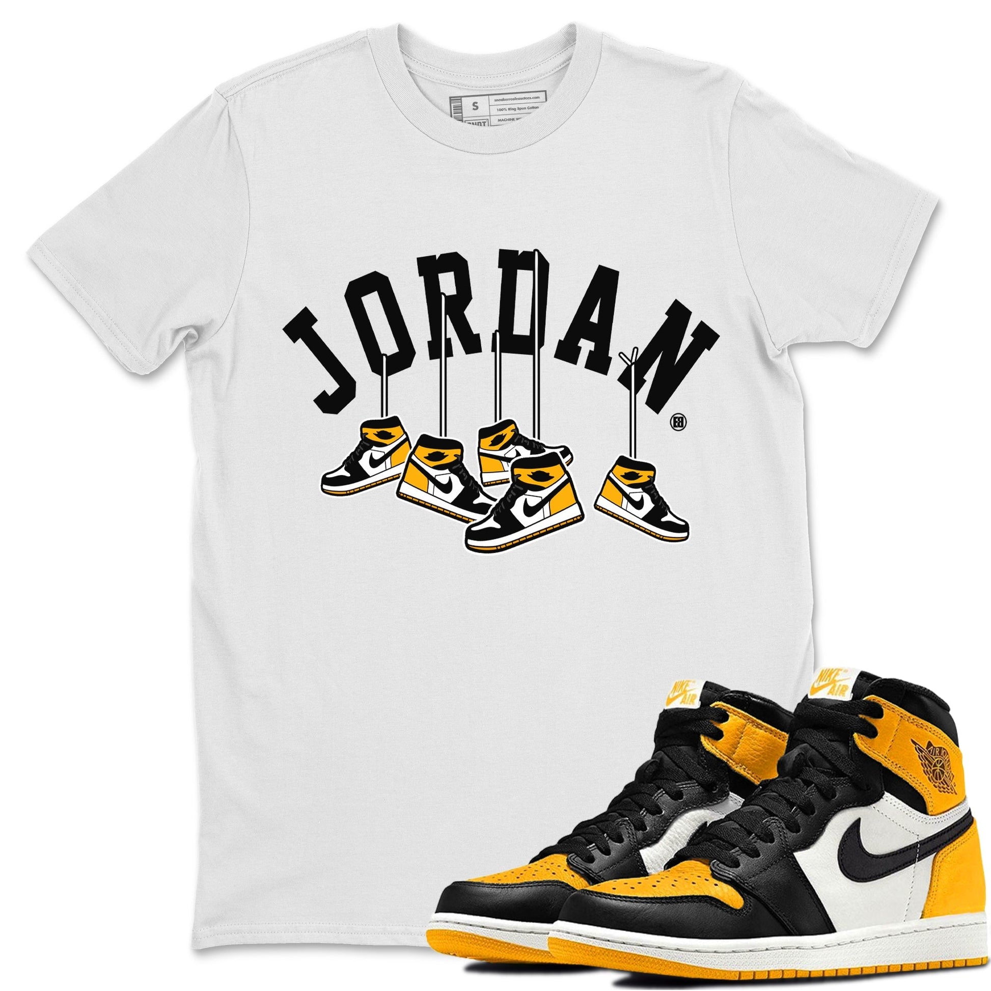 Jordan 1 Taxi Sneaker Match Tees Hanging Sneakers Sneaker Tees Jordan 1 Taxi Sneaker Release Tees Unisex Shirts