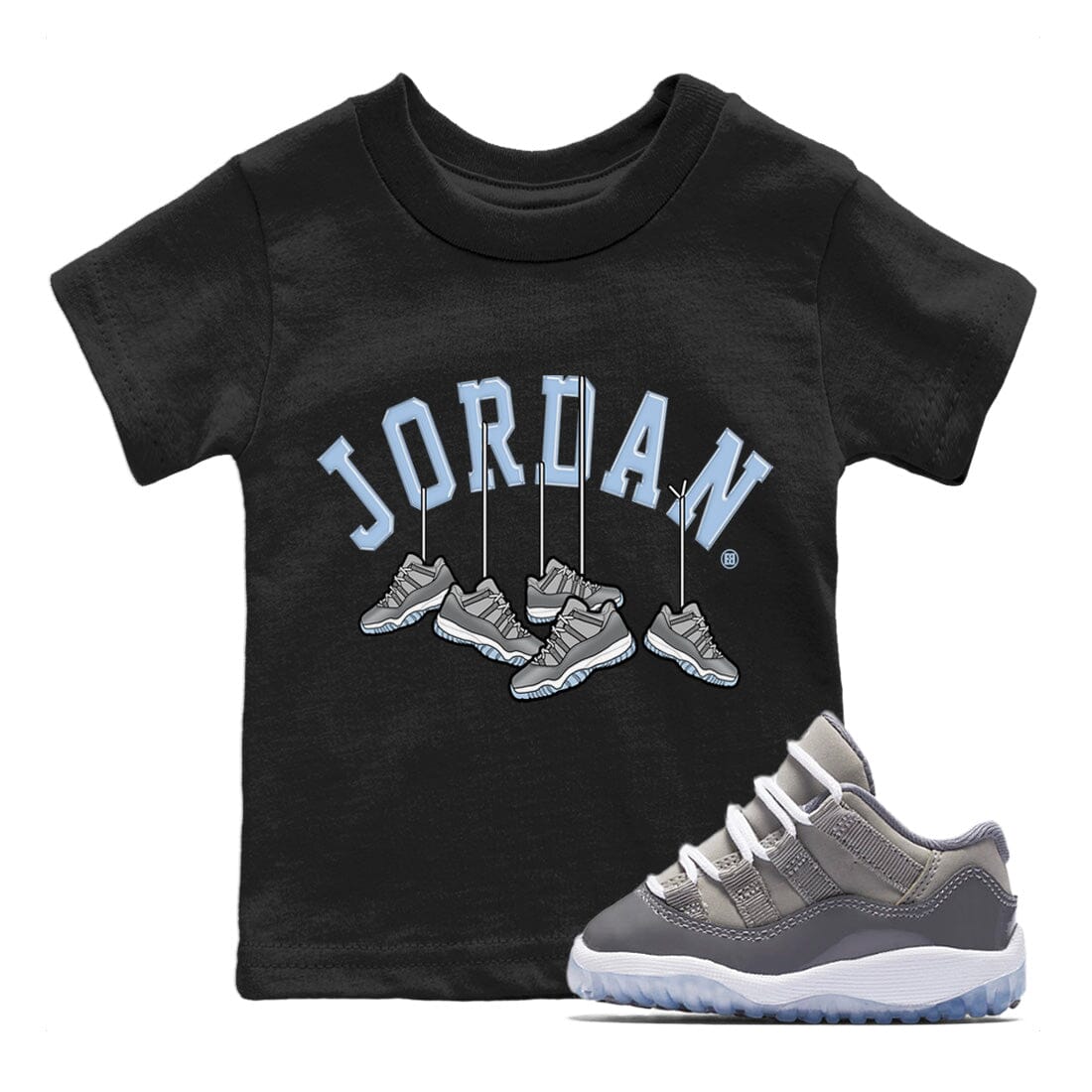 Jordan 11 Cool Grey Sneaker Match Tees Hanging Sneakers Sneaker Tees Jordan 11 Cool Grey Sneaker Release Tees Kids Shirts