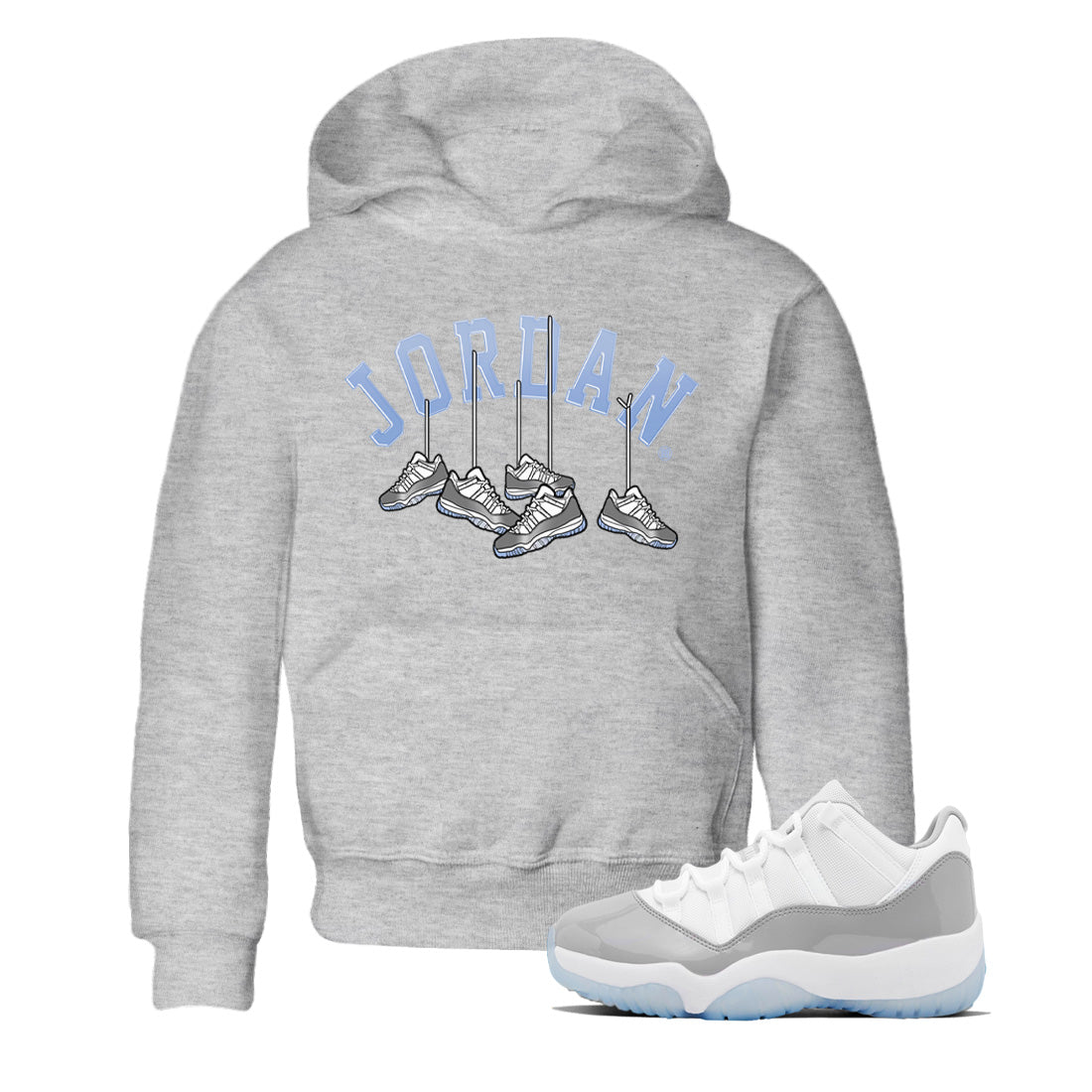 Air Jordan 11 White Cement Sneaker Match Tees Hanging Sneakers Sneaker Tees Air Jordan 11 Cement Grey Sneaker Release Tees Kids Shirts Heather Grey 1
