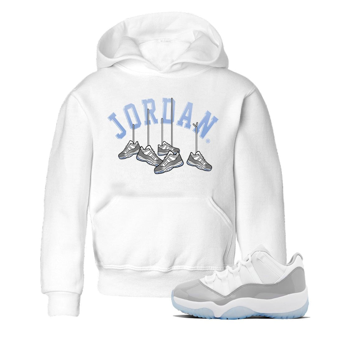 Air Jordan 11 White Cement Sneaker Match Tees Hanging Sneakers Sneaker Tees Air Jordan 11 Cement Grey Sneaker Release Tees Kids Shirts White 1