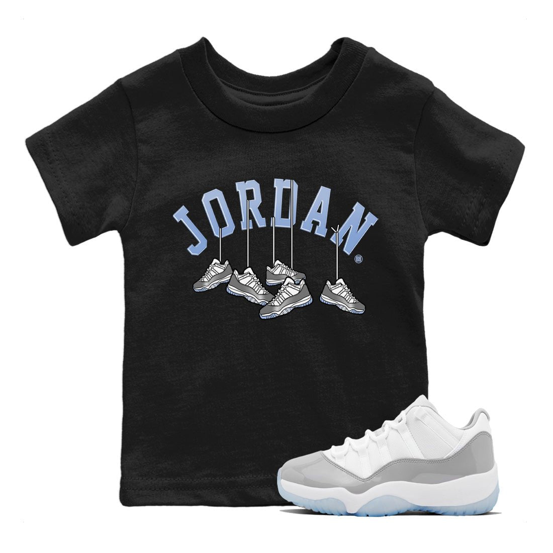 Air Jordan 11 White Cement Sneaker Match Tees Hanging Sneakers Sneaker Tees Air Jordan 11 Cement Grey Sneaker Release Tees Kids Shirts Black 1