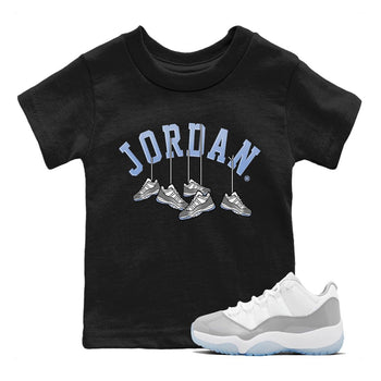 Air Jordan 11 White Cement Sneaker Match Tees Hanging Sneakers Sneaker Tees Air Jordan 11 Cement Grey Sneaker Release Tees Kids Shirts Black 1