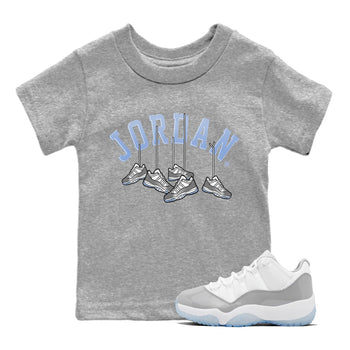 Air Jordan 11 White Cement Sneaker Match Tees Hanging Sneakers Sneaker Tees Air Jordan 11 Cement Grey Sneaker Release Tees Kids Shirts Heather Grey 1