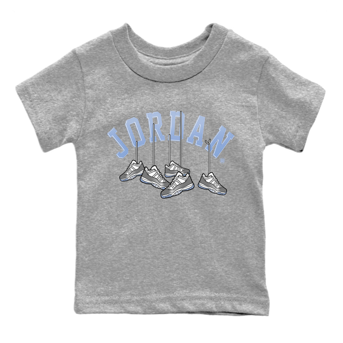 Air Jordan 11 White Cement Sneaker Match Tees Hanging Sneakers Sneaker Tees Air Jordan 11 Cement Grey Sneaker Release Tees Kids Shirts Heather Grey 2