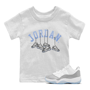 Air Jordan 11 White Cement Sneaker Match Tees Hanging Sneakers Sneaker Tees Air Jordan 11 Cement Grey Sneaker Release Tees Kids Shirts White 1