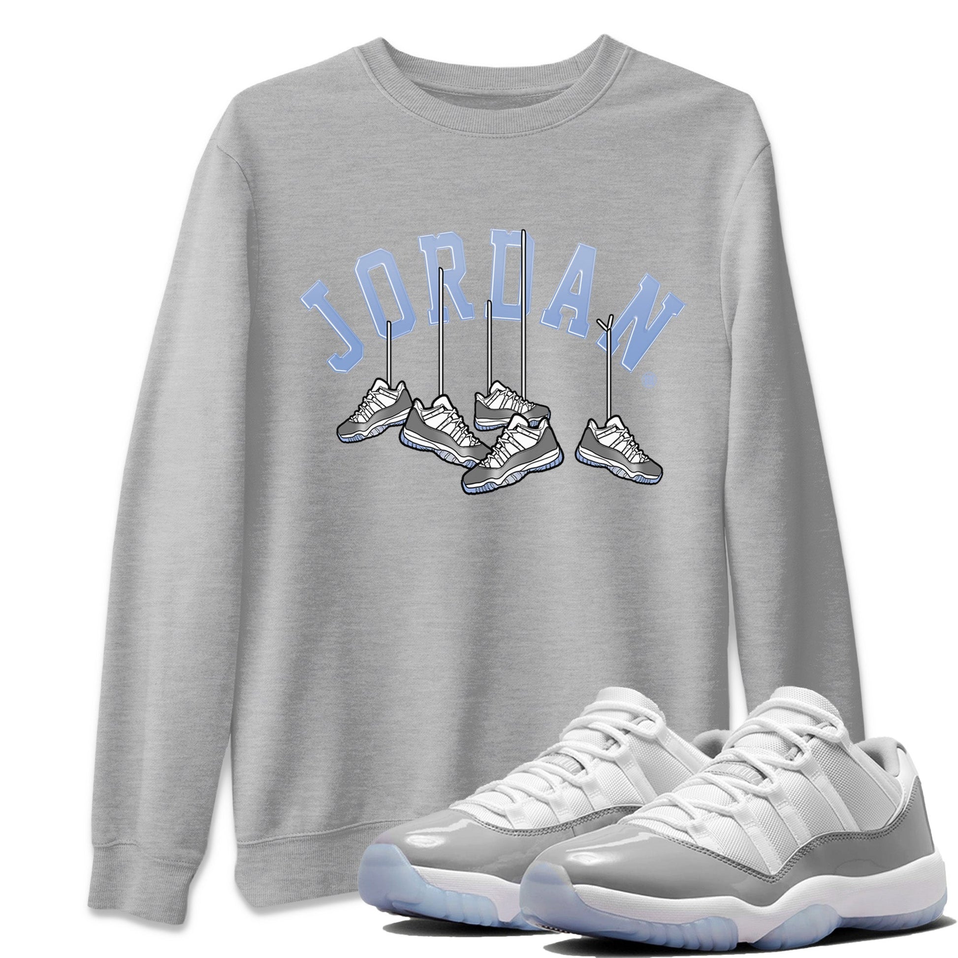 Air Jordan 11 White Cement Sneaker Match Tees Hanging Sneakers Sneaker Tees Air Jordan 11 Cement Grey Sneaker Release Tees Unisex Shirts Heather Grey 1