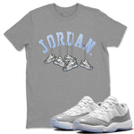 Air Jordan 11 White Cement Sneaker Match Tees Hanging Sneakers Sneaker Tees Air Jordan 11 Cement Grey Sneaker Release Tees Unisex Shirts Heather Grey 1