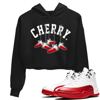 12s Cherry Sneaker Match Tees Cherry Hanging Sneakers Sneaker Tees Air Jordan 12 Cherry Sneaker Release Tees Women's Shirts Black 1