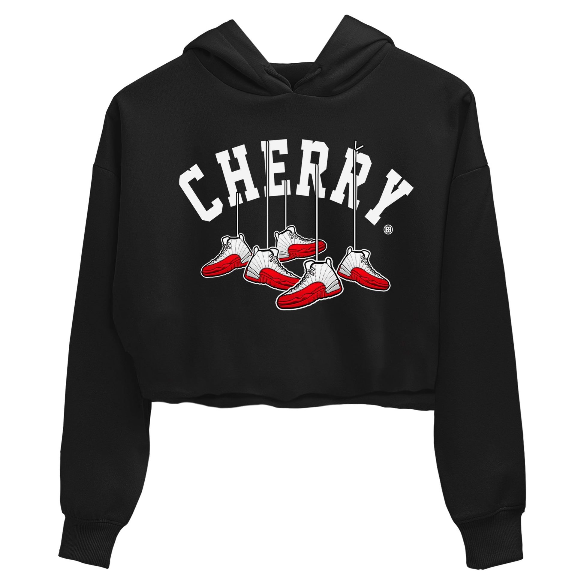 12s Cherry Sneaker Match Tees Cherry Hanging Sneakers Sneaker Tees Air Jordan 12 Cherry Sneaker Release Tees Women's Shirts Black 2