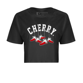 12s Cherry Sneaker Match Tees Cherry Hanging Sneakers Sneaker Tees Air Jordan 12 Cherry Sneaker Release Tees Women's Shirts Black 2
