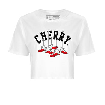 12s Cherry Sneaker Match Tees Cherry Hanging Sneakers Sneaker Tees Air Jordan 12 Cherry Sneaker Release Tees Women's Shirts White 2