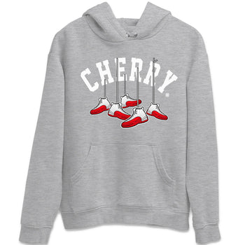 12s Cherry Sneaker Match Tees Cherry Hanging Sneakers Sneaker Tees Air Jordan 12 Cherry Sneaker Release Tees Unisex Shirts Heather Grey 2