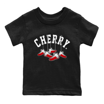 12s Cherry Sneaker Match Tees Cherry Hanging Sneakers Sneaker Tees Air Jordan 12 Cherry Sneaker Release Tees Kids Shirts Black 2