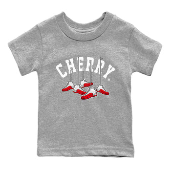 12s Cherry Sneaker Match Tees Cherry Hanging Sneakers Sneaker Tees Air Jordan 12 Cherry Sneaker Release Tees Kids Shirts Heather Grey 2
