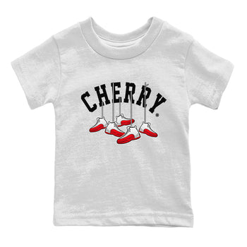 12s Cherry Sneaker Match Tees Cherry Hanging Sneakers Sneaker Tees Air Jordan 12 Cherry Sneaker Release Tees Kids Shirts White 2