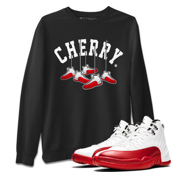 12s Cherry Sneaker Match Tees Cherry Hanging Sneakers Sneaker Tees Air Jordan 12 Cherry Sneaker Release Tees Unisex Shirts Black 1