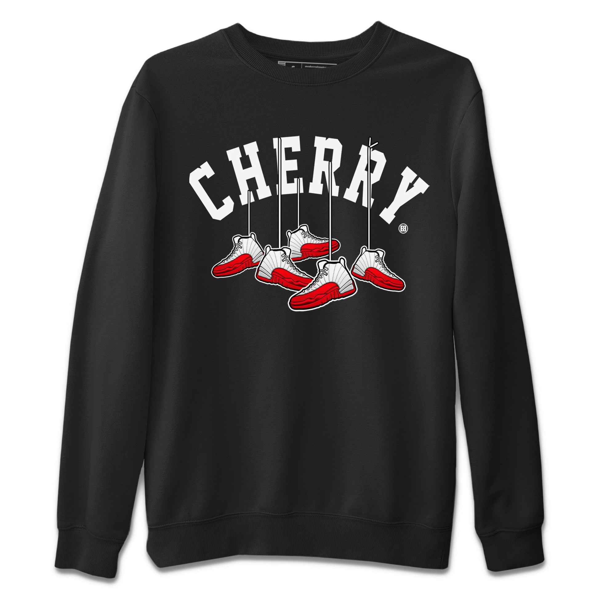 12s Cherry Sneaker Match Tees Cherry Hanging Sneakers Sneaker Tees Air Jordan 12 Cherry Sneaker Release Tees Unisex Shirts Black 2