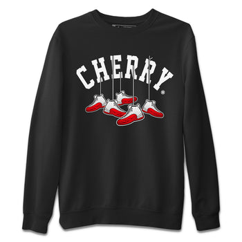 12s Cherry Sneaker Match Tees Cherry Hanging Sneakers Sneaker Tees Air Jordan 12 Cherry Sneaker Release Tees Unisex Shirts Black 2