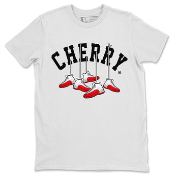 12s Cherry Sneaker Match Tees Cherry Hanging Sneakers Sneaker Tees Air Jordan 12 Cherry Sneaker Release Tees Unisex Shirts White 2