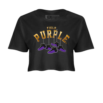 12s Field Purple shirt to match jordans Hanging Sneakers sneaker tees Air Jordan 12 Field Purple SNRT Sneaker Release Tees Black 2 Crop T-Shirt