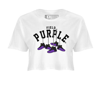 12s Field Purple shirt to match jordans Hanging Sneakers sneaker tees Air Jordan 12 Field Purple SNRT Sneaker Release Tees White 2 Crop T-Shirt