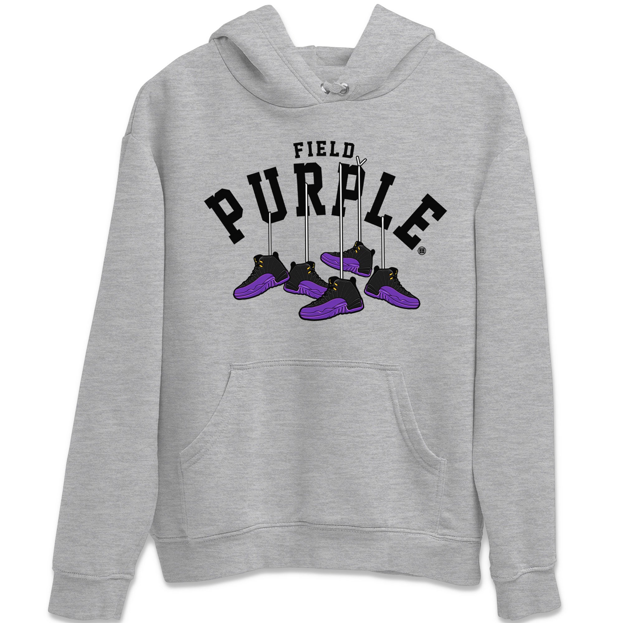 12s Field Purple shirt to match jordans Hanging Sneakers sneaker tees Air Jordan 12 Field Purple SNRT Sneaker Release Tees Unisex Heather Grey 2 T-Shirt
