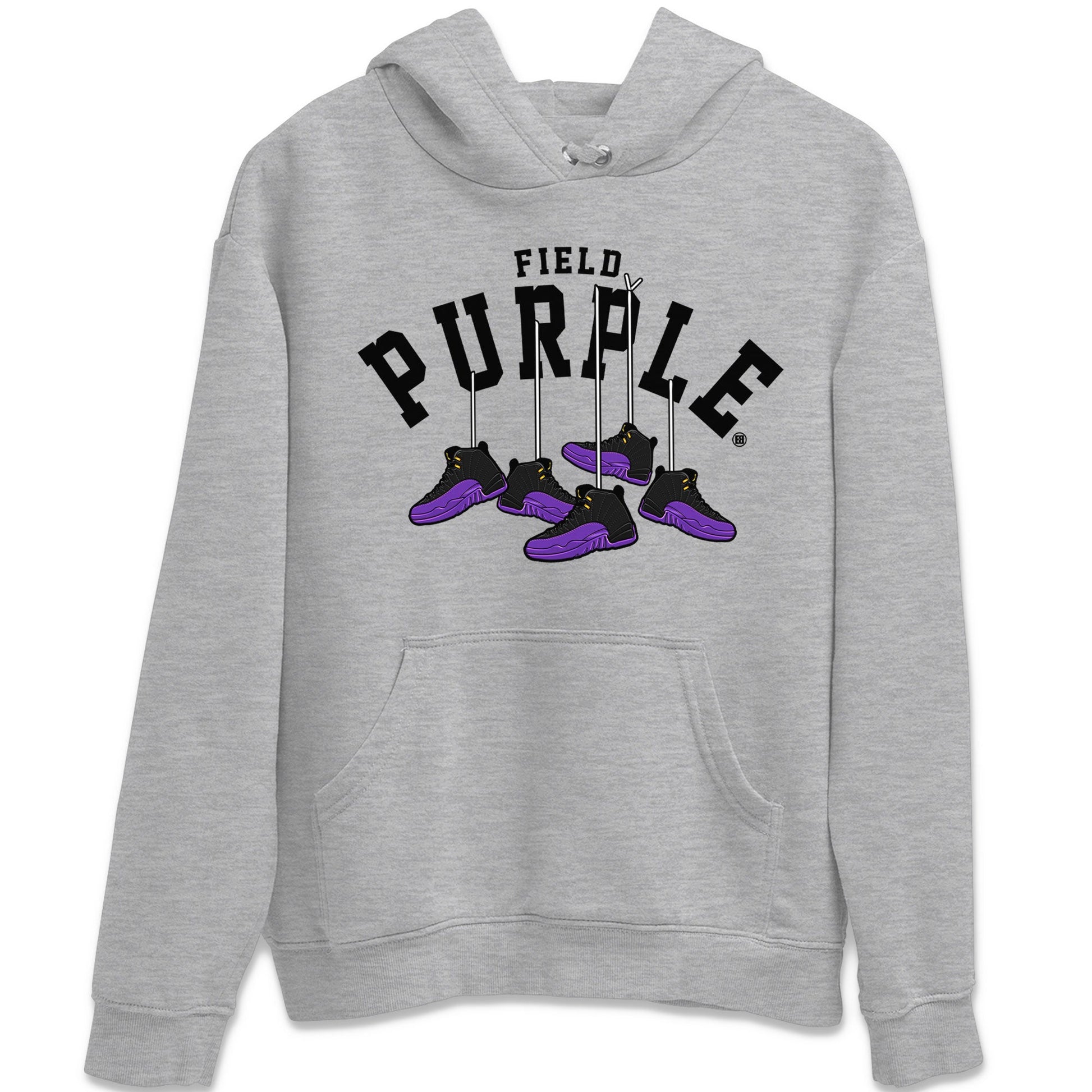 12s Field Purple shirt to match jordans Hanging Sneakers sneaker tees Air Jordan 12 Field Purple SNRT Sneaker Release Tees Unisex Heather Grey 2 T-Shirt