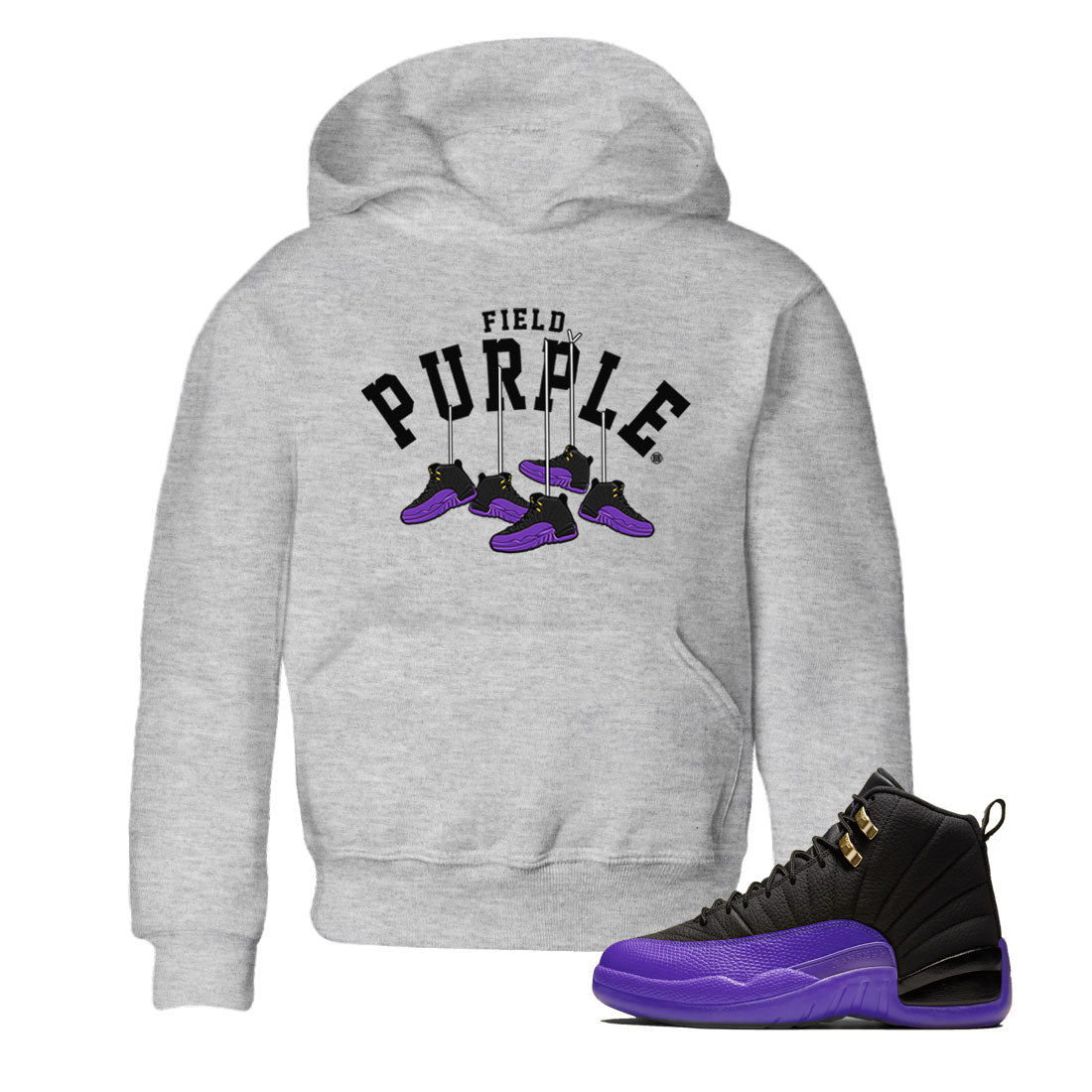 12s Field Purple shirt to match jordans Hanging Sneakers sneaker tees Air Jordan 12 Field Purple SNRT Sneaker Release Tees Baby Toddler Heather Grey 1 T-Shirt