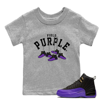 12s Field Purple shirt to match jordans Hanging Sneakers sneaker tees Air Jordan 12 Field Purple SNRT Sneaker Release Tees Baby Toddler Heather Grey 1 T-Shirt
