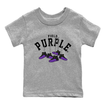 12s Field Purple shirt to match jordans Hanging Sneakers sneaker tees Air Jordan 12 Field Purple SNRT Sneaker Release Tees Baby Toddler Heather Grey 2 T-Shirt