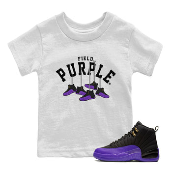 12s Field Purple shirt to match jordans Hanging Sneakers sneaker tees Air Jordan 12 Field Purple SNRT Sneaker Release Tees Baby Toddler White 1 T-Shirt