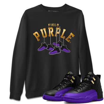 12s Field Purple shirt to match jordans Hanging Sneakers sneaker tees Air Jordan 12 Field Purple SNRT Sneaker Release Tees Unisex Black 1 T-Shirt