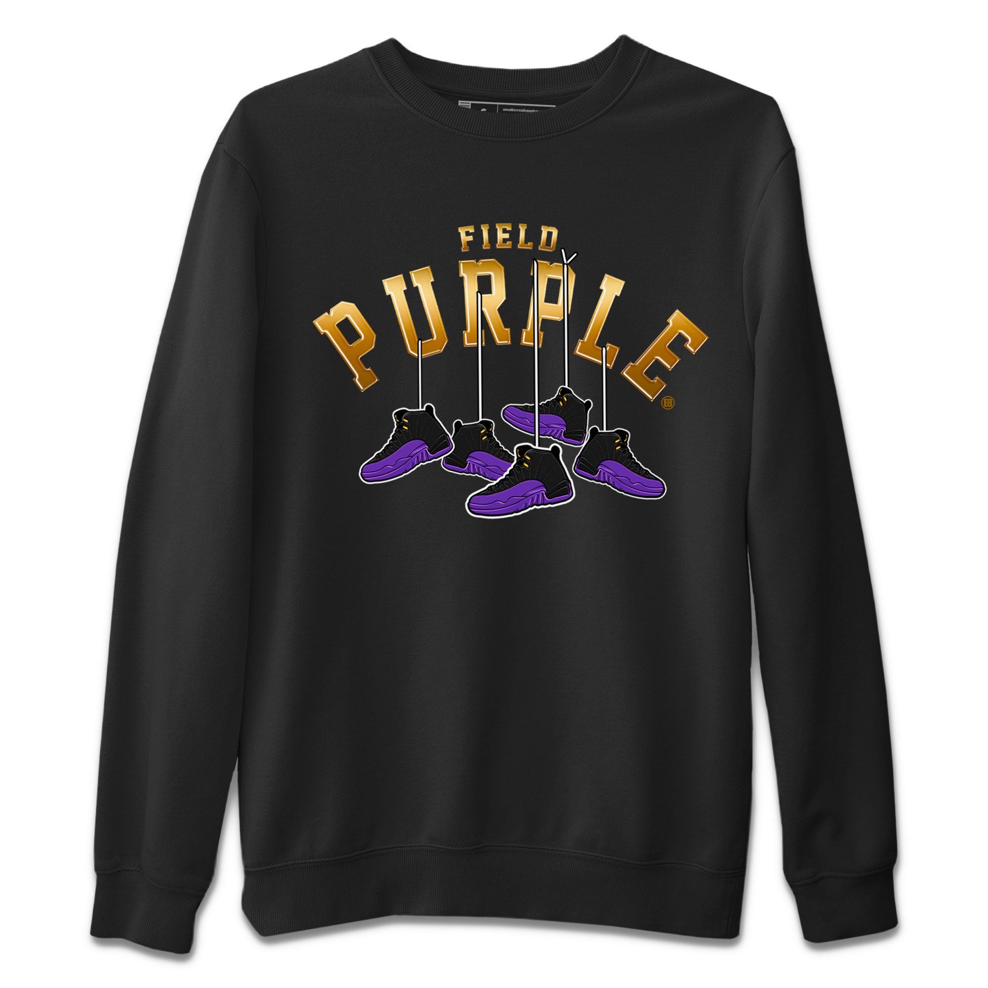 12s Field Purple shirt to match jordans Hanging Sneakers sneaker tees Air Jordan 12 Field Purple SNRT Sneaker Release Tees Unisex Black 2 T-Shirt