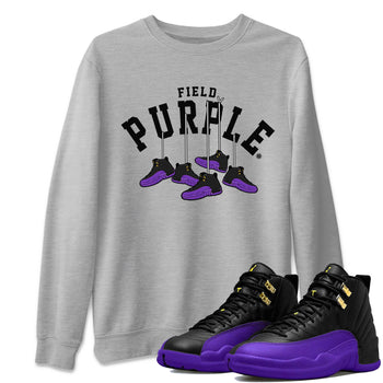 12s Field Purple shirt to match jordans Hanging Sneakers sneaker tees Air Jordan 12 Field Purple SNRT Sneaker Release Tees Unisex Heather Grey 1 T-Shirt