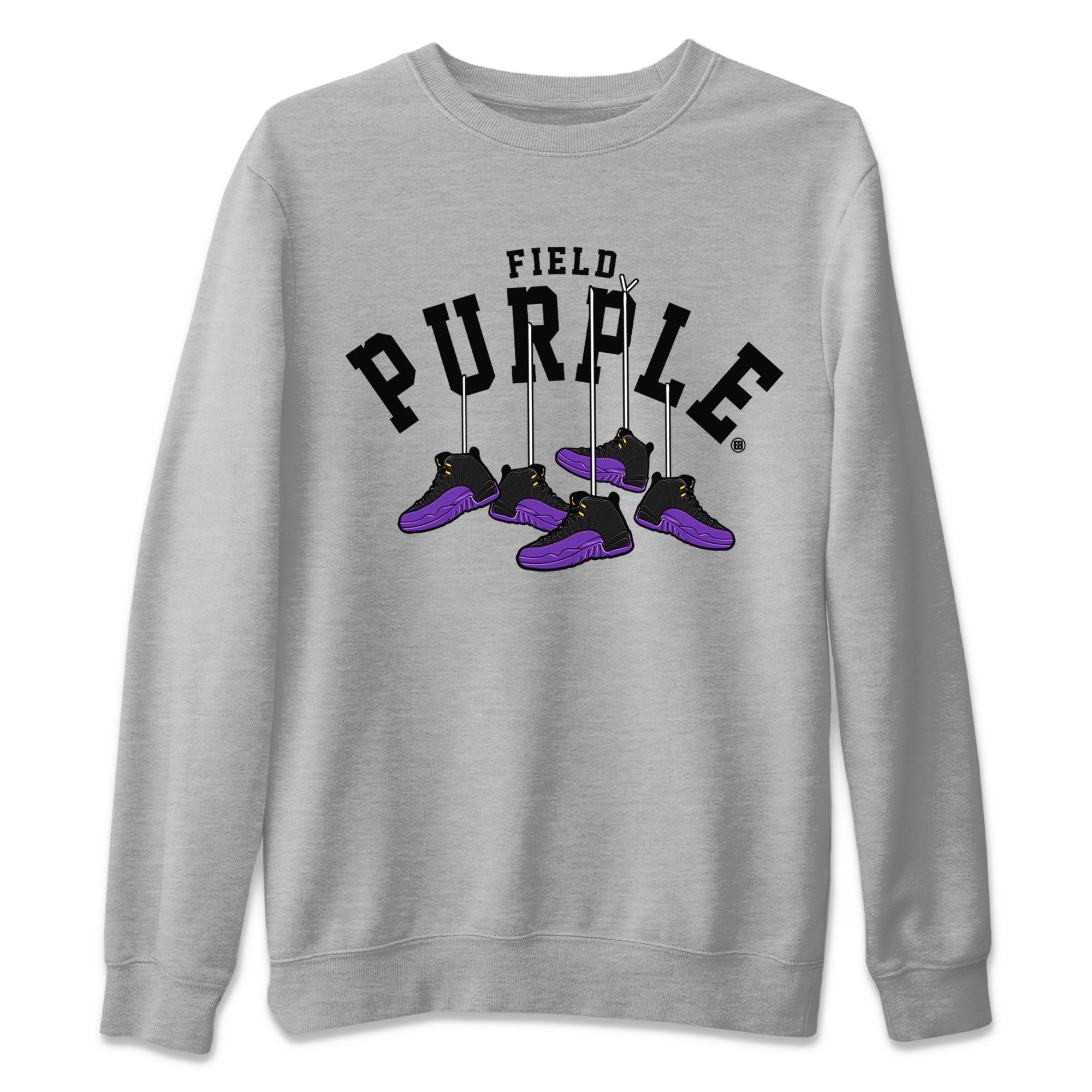 12s Field Purple shirt to match jordans Hanging Sneakers sneaker tees Air Jordan 12 Field Purple SNRT Sneaker Release Tees Unisex Heather Grey 2 T-Shirt