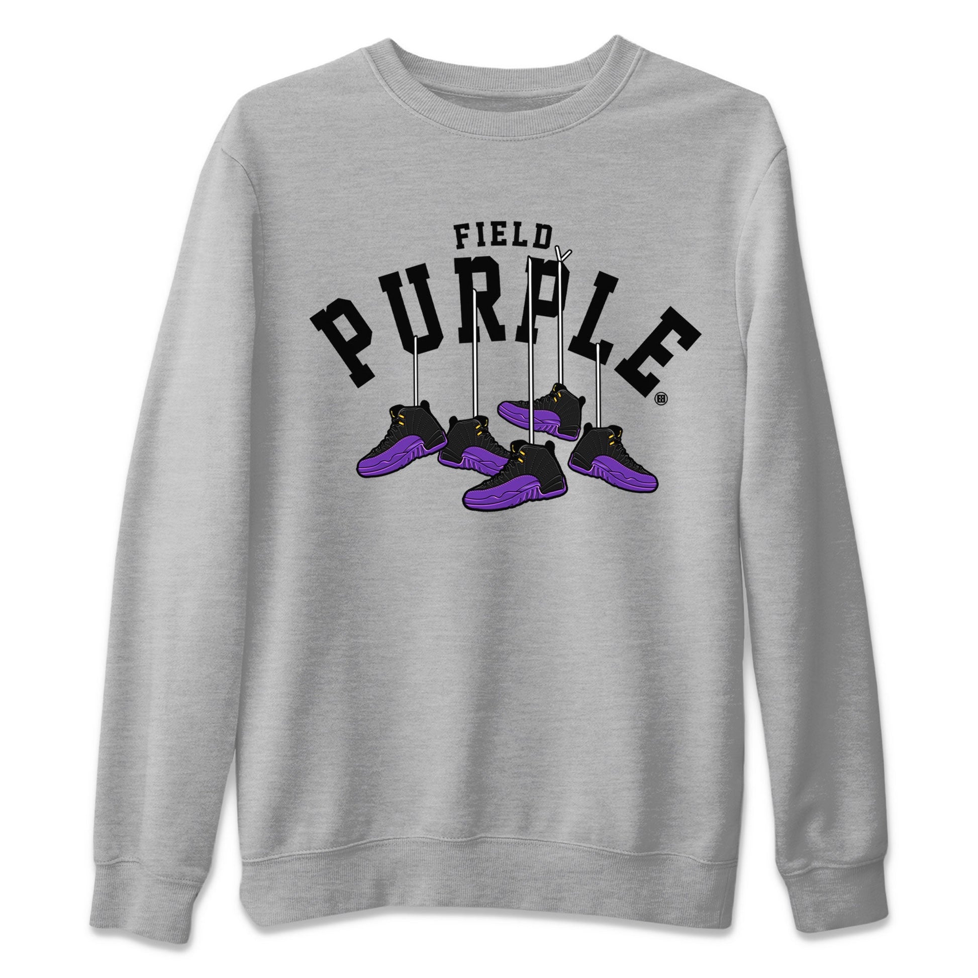 12s Field Purple shirt to match jordans Hanging Sneakers sneaker tees Air Jordan 12 Field Purple SNRT Sneaker Release Tees Unisex Heather Grey 2 T-Shirt