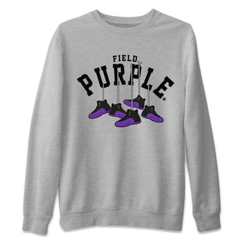 12s Field Purple shirt to match jordans Hanging Sneakers sneaker tees Air Jordan 12 Field Purple SNRT Sneaker Release Tees Unisex Heather Grey 2 T-Shirt