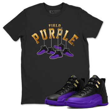 12s Field Purple shirt to match jordans Hanging Sneakers sneaker tees Air Jordan 12 Field Purple SNRT Sneaker Release Tees Unisex Black 1 T-Shirt