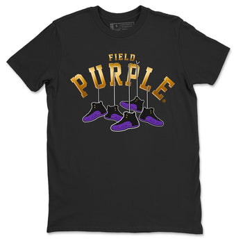 12s Field Purple shirt to match jordans Hanging Sneakers sneaker tees Air Jordan 12 Field Purple SNRT Sneaker Release Tees Unisex Black 2 T-Shirt