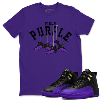 12s Field Purple shirt to match jordans Hanging Sneakers sneaker tees Air Jordan 12 Field Purple SNRT Sneaker Release Tees Unisex Purple 1 T-Shirt