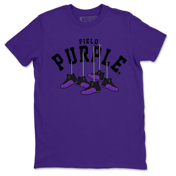 12s Field Purple shirt to match jordans Hanging Sneakers sneaker tees Air Jordan 12 Field Purple SNRT Sneaker Release Tees Unisex Purple 2 T-Shirt