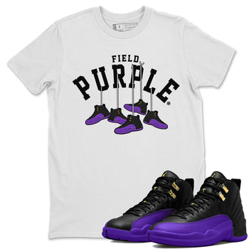 12s Field Purple shirt to match jordans Hanging Sneakers sneaker tees Air Jordan 12 Field Purple SNRT Sneaker Release Tees Unisex White 1 T-Shirt