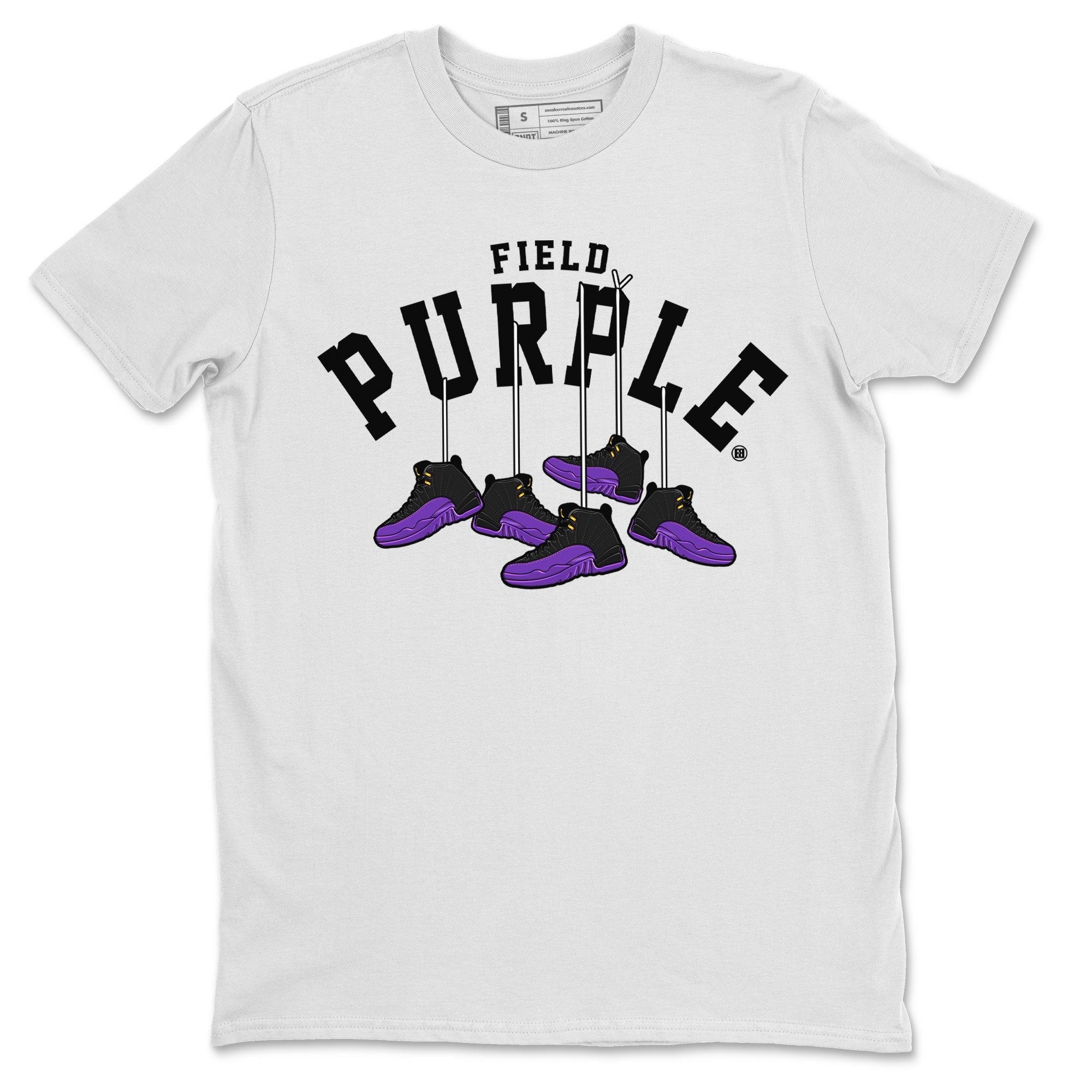 12s Field Purple shirt to match jordans Hanging Sneakers sneaker tees Air Jordan 12 Field Purple SNRT Sneaker Release Tees Unisex White 2 T-Shirt