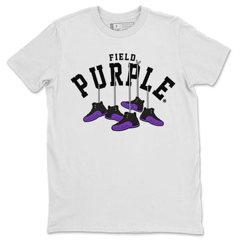 12s Field Purple shirt to match jordans Hanging Sneakers sneaker tees Air Jordan 12 Field Purple SNRT Sneaker Release Tees Unisex White 2 T-Shirt