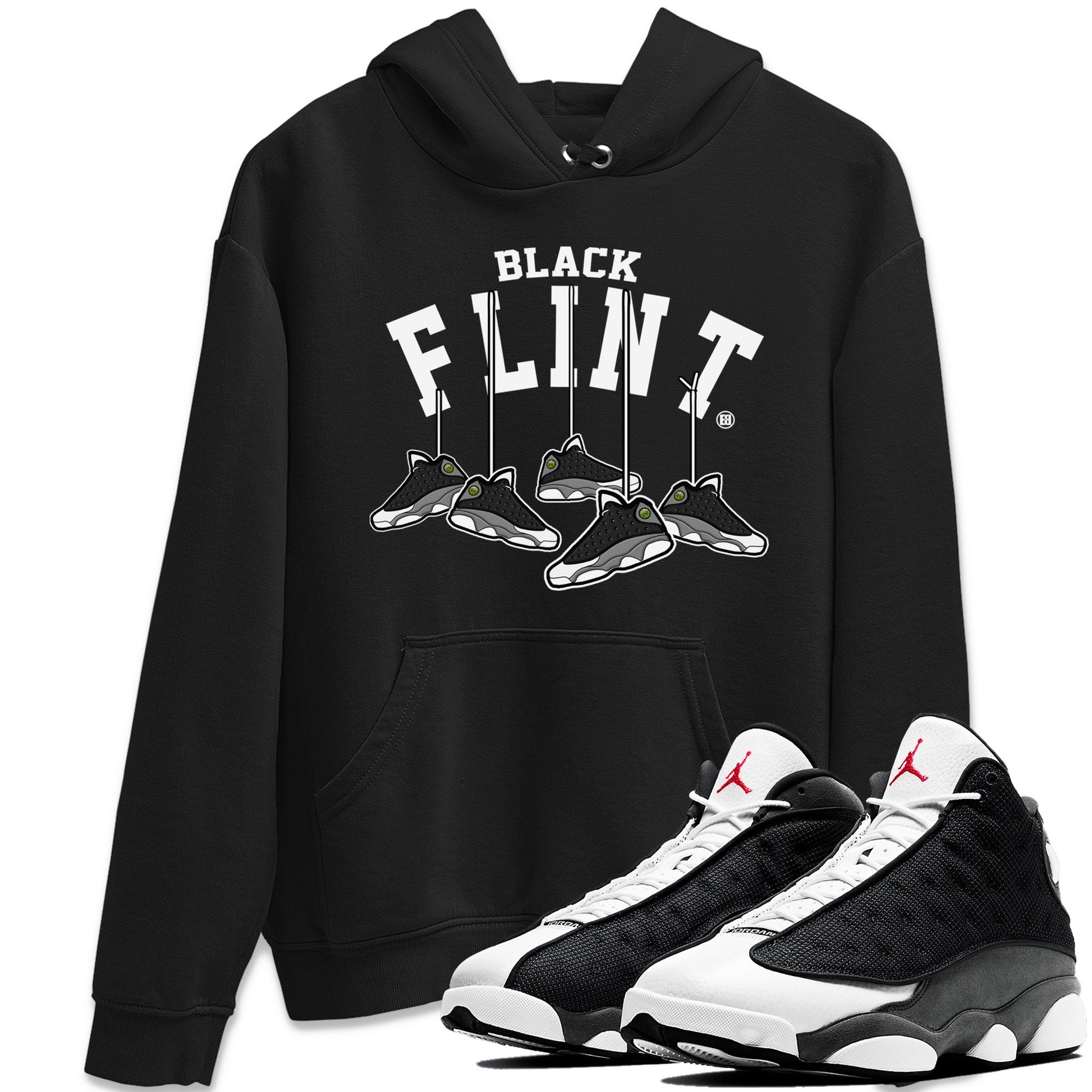 Air Jordan 13 Black Flint Sneaker Match Tees Hanging Sneakers Sneaker Tees Air Jordan 13 Retro Black Flint Sneaker Release Tees Unisex Shirts Black 1