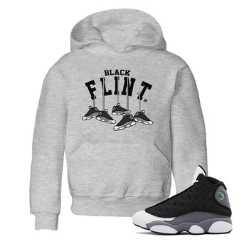 Air Jordan 13 Black Flint Sneaker Match Tees Hanging Sneakers Sneaker Tees Air Jordan 13 Retro Black Flint Sneaker Release Tees Kids Shirts Heather Grey 1