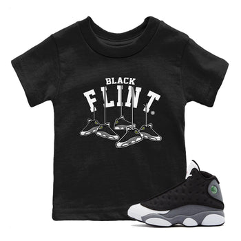 Air Jordan 13 Black Flint Sneaker Match Tees Hanging Sneakers Sneaker Tees Air Jordan 13 Retro Black Flint Sneaker Release Tees Kids Shirts Black 1