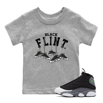 Air Jordan 13 Black Flint Sneaker Match Tees Hanging Sneakers Sneaker Tees Air Jordan 13 Retro Black Flint Sneaker Release Tees Kids Shirts Heather Grey 1