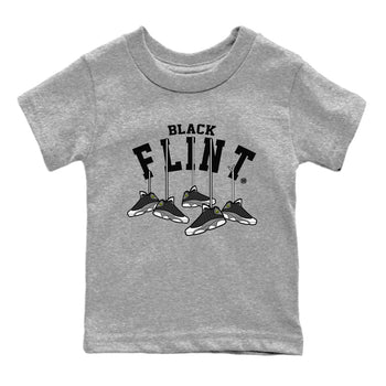 Air Jordan 13 Black Flint Sneaker Match Tees Hanging Sneakers Sneaker Tees Air Jordan 13 Retro Black Flint Sneaker Release Tees Kids Shirts Heather Grey 2